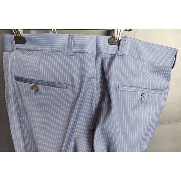 Snover Blue Pinstripe Suit Men's 38 Jacket/34W Pants 2-Pc Sharp Fit - Picture 16 of 16
